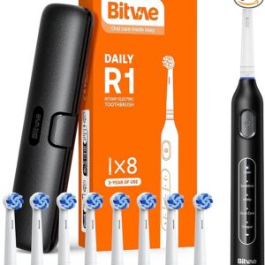 Bitvae R1 Rotating Electric Toothbrush with 8 Brush Heads for Adults and Kids