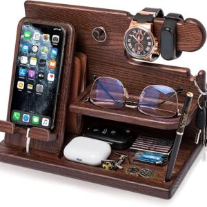 TESLYAR Wood Phone Docking Station for Men